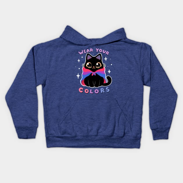 Bisexual LGBT Pride Cat - Kawaii Rainbow Kitty - Wear your colors Kids Hoodie by BlancaVidal